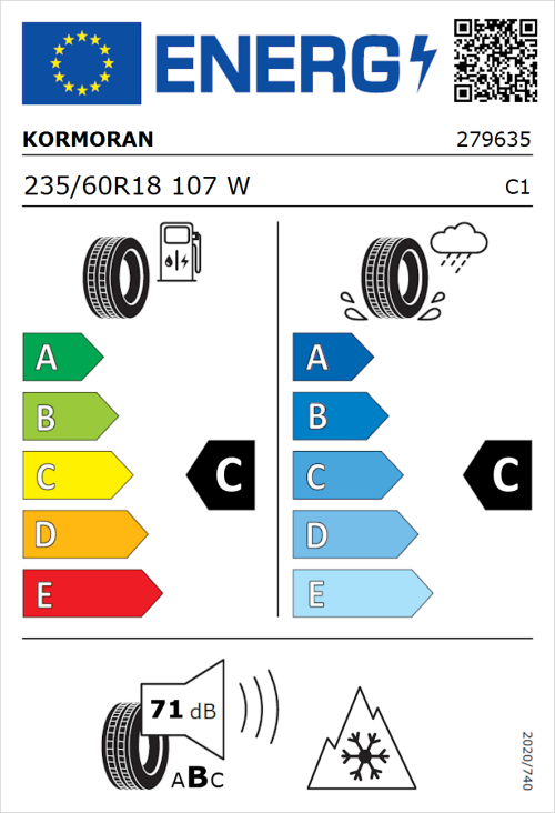 Tyre Label for Kormoran SUV Summer 235/60R18 107W