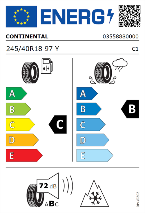 Tyre Label for Continental AllSeasonContact 245/40R18 97Y